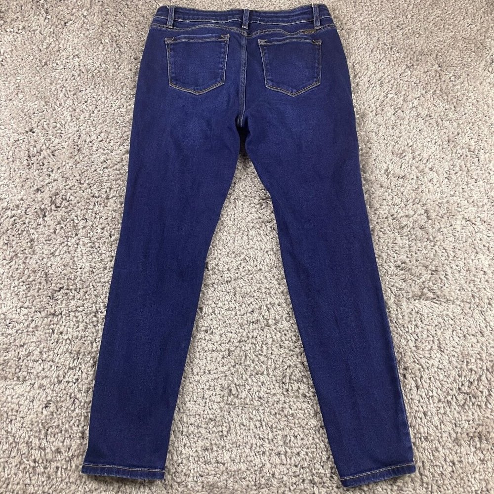 Kancan Cora Mid Rise Super Skinny Ripped Jeans Size 13/30 Dark Wash Step Hem - Picture 8 of 16